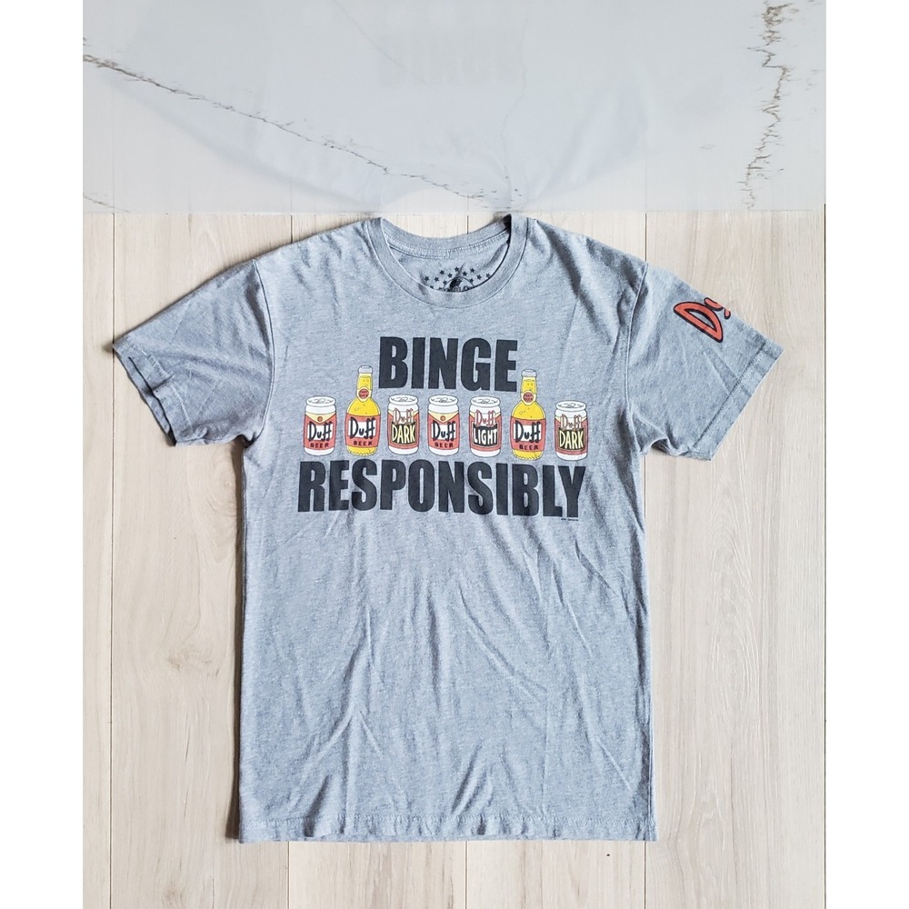 Simpsons Duff Beer Shirt Mens S Binge Responsibly Tee Universal Studios T-Shirt